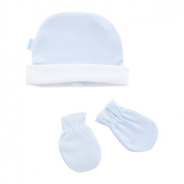 Gorro y manoplas celeste