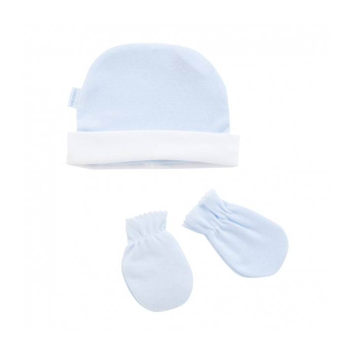 Gorro y manoplas celeste